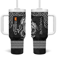 Personalized Anglesey Ynys Mon Tumbler With Handle Black Standing Stone Celtic-inspired - Wonder Print Shop