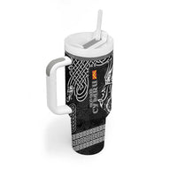 Personalized Anglesey Ynys Mon Tumbler With Handle Black Standing Stone Celtic-inspired - Wonder Print Shop