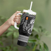 Personalized Anglesey Ynys Mon Tumbler With Handle Black Standing Stone Celtic-inspired - Wonder Print Shop