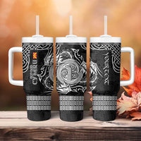 Personalized Anglesey Ynys Mon Tumbler With Handle Black Standing Stone Celtic-inspired - Wonder Print Shop