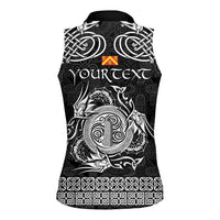 Personalized Anglesey Ynys Mon Women Sleeveless Polo Shirt Black Standing Stone Celtic-inspired - Wonder Print Shop