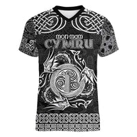 Personalized Anglesey Ynys Mon Women V-Neck T-Shirt Black Standing Stone Celtic-inspired - Wonder Print Shop