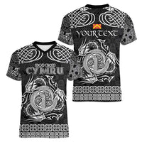 Personalized Anglesey Ynys Mon Women V-Neck T-Shirt Black Standing Stone Celtic-inspired - Wonder Print Shop