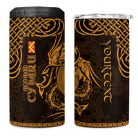 Personalized Anglesey Ynys Mon 4 in 1 Can Cooler Tumbler Gold Standing Stone Celtic-inspired - Wonder Print Shop