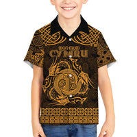 Personalized Anglesey Ynys Mon Family Matching Short Sleeve Bodycon Dress and Hawaiian Shirt Gold Standing Stone Celtic-inspired - Wonder Print Shop