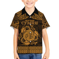 Personalized Anglesey Ynys Mon Family Matching Tank Maxi Dress and Hawaiian Shirt Gold Standing Stone Celtic-inspired - Wonder Print Shop