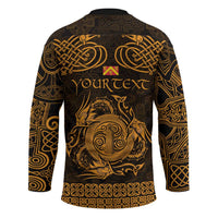 Personalized Anglesey Ynys Mon Hockey Jersey Gold Standing Stone Celtic-inspired - Wonder Print Shop