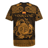 Personalized Anglesey Ynys Mon Rugby Jersey Gold Standing Stone Celtic-inspired - Wonder Print Shop