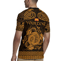 Personalized Anglesey Ynys Mon Rugby Jersey Gold Standing Stone Celtic-inspired - Wonder Print Shop