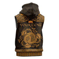 Personalized Anglesey Ynys Mon Sleeveless Zip Hoodie Gold Standing Stone Celtic-inspired - Wonder Print Shop