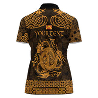 Personalized Anglesey Ynys Mon Women Polo Shirt Gold Standing Stone Celtic-inspired - Wonder Print Shop
