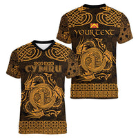 Personalized Anglesey Ynys Mon Women V-Neck T-Shirt Gold Standing Stone Celtic-inspired - Wonder Print Shop