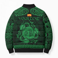 Personalized Anglesey Ynys Mon Bomber Puffer Jacket Green Standing Stone Celtic-inspired - Wonder Print Shop
