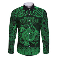 Personalized Anglesey Ynys Mon Family Matching Off Shoulder Maxi Dress and Hawaiian Shirt Green Standing Stone Celtic-inspired - Wonder Print Shop