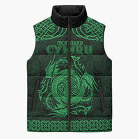 Personalized Anglesey Ynys Mon Sleeveless Puffer Jacket Green Standing Stone Celtic-inspired - Wonder Print Shop