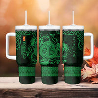 Personalized Anglesey Ynys Mon Tumbler With Handle Green Standing Stone Celtic-inspired - Wonder Print Shop