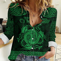 Personalized Anglesey Ynys Mon Women Casual Shirt Green Standing Stone Celtic-inspired - Wonder Print Shop