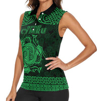 Personalized Anglesey Ynys Mon Women Sleeveless Polo Shirt Green Standing Stone Celtic-inspired - Wonder Print Shop