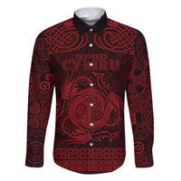 Personalized Anglesey Ynys Mon Family Matching Long Sleeve Bodycon Dress and Hawaiian Shirt Red Standing Stone Celtic-inspired - Wonder Print Shop