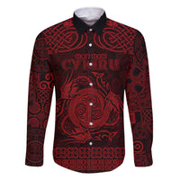 Personalized Anglesey Ynys Mon Family Matching Off The Shoulder Long Sleeve Dress and Hawaiian Shirt Red Standing Stone Celtic-inspired - Wonder Print Shop