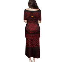 Personalized Anglesey Ynys Mon Family Matching Puletasi and Hawaiian Shirt Red Standing Stone Celtic-inspired - Wonder Print Shop