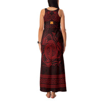 Personalized Anglesey Ynys Mon Family Matching Tank Maxi Dress and Hawaiian Shirt Red Standing Stone Celtic-inspired - Wonder Print Shop
