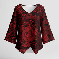 Personalized Anglesey Ynys Mon Kimono Sleeve Blouse Red Standing Stone Celtic-inspired - Wonder Print Shop