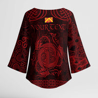 Personalized Anglesey Ynys Mon Kimono Sleeve Blouse Red Standing Stone Celtic-inspired - Wonder Print Shop