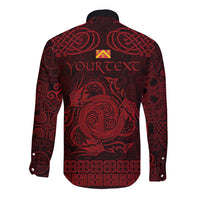 Personalized Anglesey Ynys Mon Long Sleeve Button Shirt Red Standing Stone Celtic-inspired - Wonder Print Shop