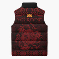 Personalized Anglesey Ynys Mon Sleeveless Puffer Jacket Red Standing Stone Celtic-inspired - Wonder Print Shop