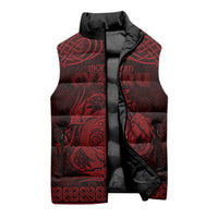 Personalized Anglesey Ynys Mon Sleeveless Puffer Jacket Red Standing Stone Celtic-inspired - Wonder Print Shop