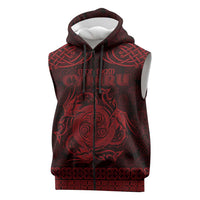 Personalized Anglesey Ynys Mon Sleeveless Zip Hoodie Red Standing Stone Celtic-inspired - Wonder Print Shop
