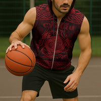 Personalized Anglesey Ynys Mon Sleeveless Zip Hoodie Red Standing Stone Celtic-inspired - Wonder Print Shop