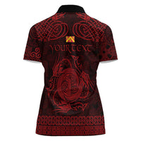 Personalized Anglesey Ynys Mon Women Polo Shirt Red Standing Stone Celtic-inspired - Wonder Print Shop