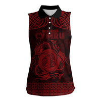 Personalized Anglesey Ynys Mon Women Sleeveless Polo Shirt Red Standing Stone Celtic-inspired - Wonder Print Shop