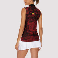 Personalized Anglesey Ynys Mon Women Sleeveless Polo Shirt Red Standing Stone Celtic-inspired - Wonder Print Shop