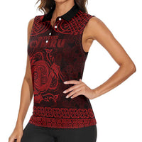 Personalized Anglesey Ynys Mon Women Sleeveless Polo Shirt Red Standing Stone Celtic-inspired - Wonder Print Shop