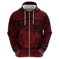 Personalized Anglesey Ynys Mon Zip Hoodie Red Standing Stone Celtic-inspired - Wonder Print Shop