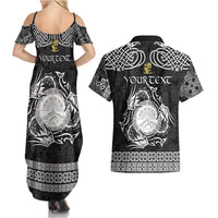 Personalized Brecknockshire Sir Frycheiniog Couples Matching Summer Maxi Dress and Hawaiian Shirt Black Brecon Beacons Mountain Celtic-inspired - Wonder Print Shop