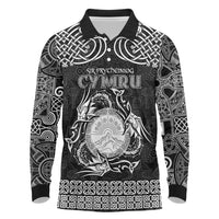 Personalized Brecknockshire Sir Frycheiniog Long Sleeve Polo Shirt Black Brecon Beacons Mountain Celtic-inspired - Wonder Print Shop