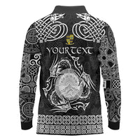 Personalized Brecknockshire Sir Frycheiniog Long Sleeve Polo Shirt Black Brecon Beacons Mountain Celtic-inspired - Wonder Print Shop