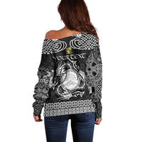 Personalized Brecknockshire Sir Frycheiniog Off Shoulder Sweater Black Brecon Beacons Mountain Celtic-inspired - Wonder Print Shop