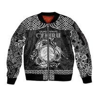 Personalized Brecknockshire Sir Frycheiniog Sleeve Zip Bomber Jacket Black Brecon Beacons Mountain Celtic-inspired - Wonder Print Shop