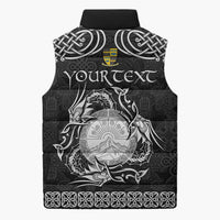 Personalized Brecknockshire Sir Frycheiniog Sleeveless Puffer Jacket Black Brecon Beacons Mountain Celtic-inspired - Wonder Print Shop