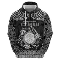 Personalized Brecknockshire Sir Frycheiniog Zip Hoodie Black Brecon Beacons Mountain Celtic-inspired - Wonder Print Shop