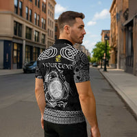 Personalized Brecknockshire Sir Frycheiniog Zipper Polo Shirt Black Brecon Beacons Mountain Celtic-inspired - Wonder Print Shop