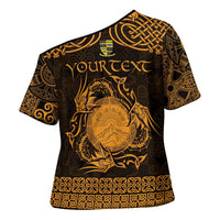 Personalized Brecknockshire Sir Frycheiniog Cross Shoulder Shirt Gold Brecon Beacons Mountain Celtic-inspired - Wonder Print Shop