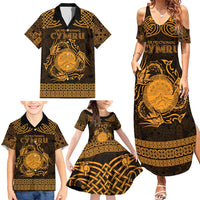 Personalized Brecknockshire Sir Frycheiniog Family Matching Summer Maxi Dress and Hawaiian Shirt Gold Brecon Beacons Mountain Celtic-inspired - Wonder Print Shop