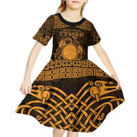 Personalized Brecknockshire Sir Frycheiniog Kid Short Sleeve Dress Gold Brecon Beacons Mountain Celtic-inspired - Wonder Print Shop