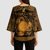 Personalized Brecknockshire Sir Frycheiniog Kimono Sleeve Blouse Gold Brecon Beacons Mountain Celtic-inspired - Wonder Print Shop